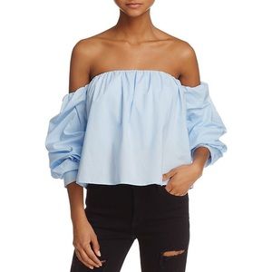 NWT Aqua Off the Shoulder Ruffled Crop Top